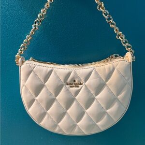 kate spade cream quilted mini shoulder bag with gold chain
